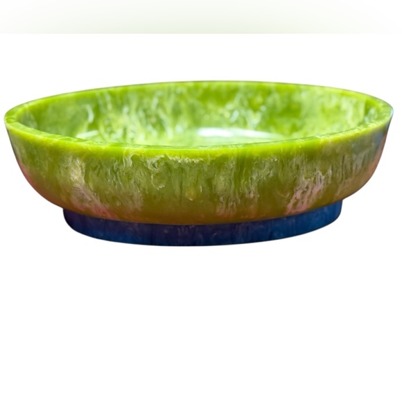 Beatriz Ball New Orleans Rio Vibrant Green and Blue Oval Bowl